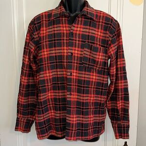 Vintage 60s/70s Misto Lana red, black & tan plaid thick shirt or jacket